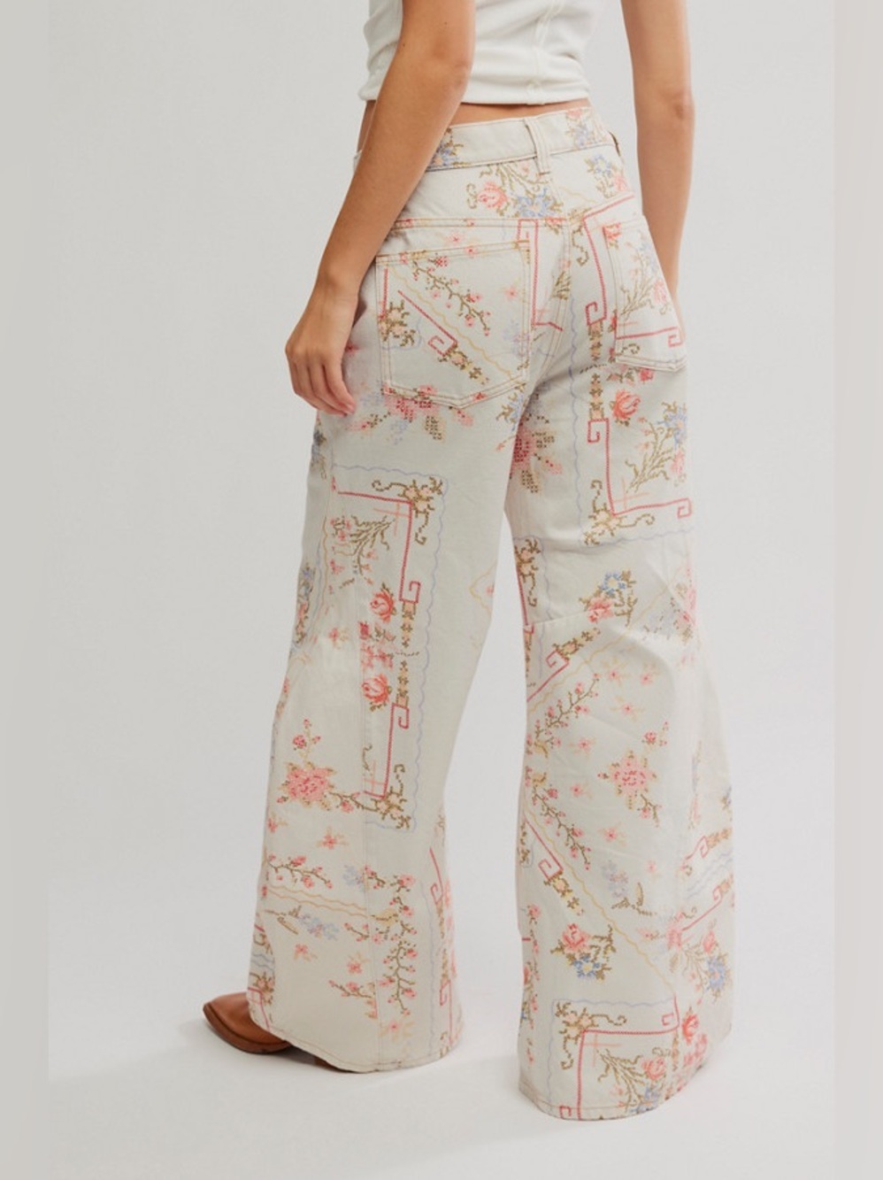 Free People We The Free Eden Printed Wide-Leg Jeans Size 26 - Picture 7 of 11